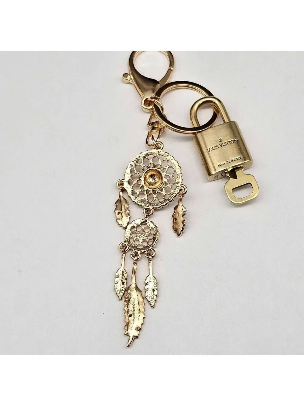 Louis Vuitton Gold Lock 🔒 Authentic LV Key + Unbranded Dream Catcher Bag Charm